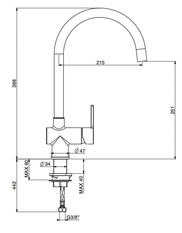 Однорычажный кухонный смеситель с поворотным изливом GATTONI Modern ARCH-00048415 - Вид №2