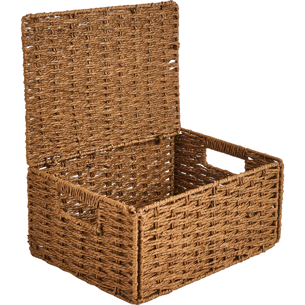 Корзина с крышкой для хранения 31x15x23 см бумага цвет коричневый 89344342 STLM-2107445 SPACEO Kub - Вид №5