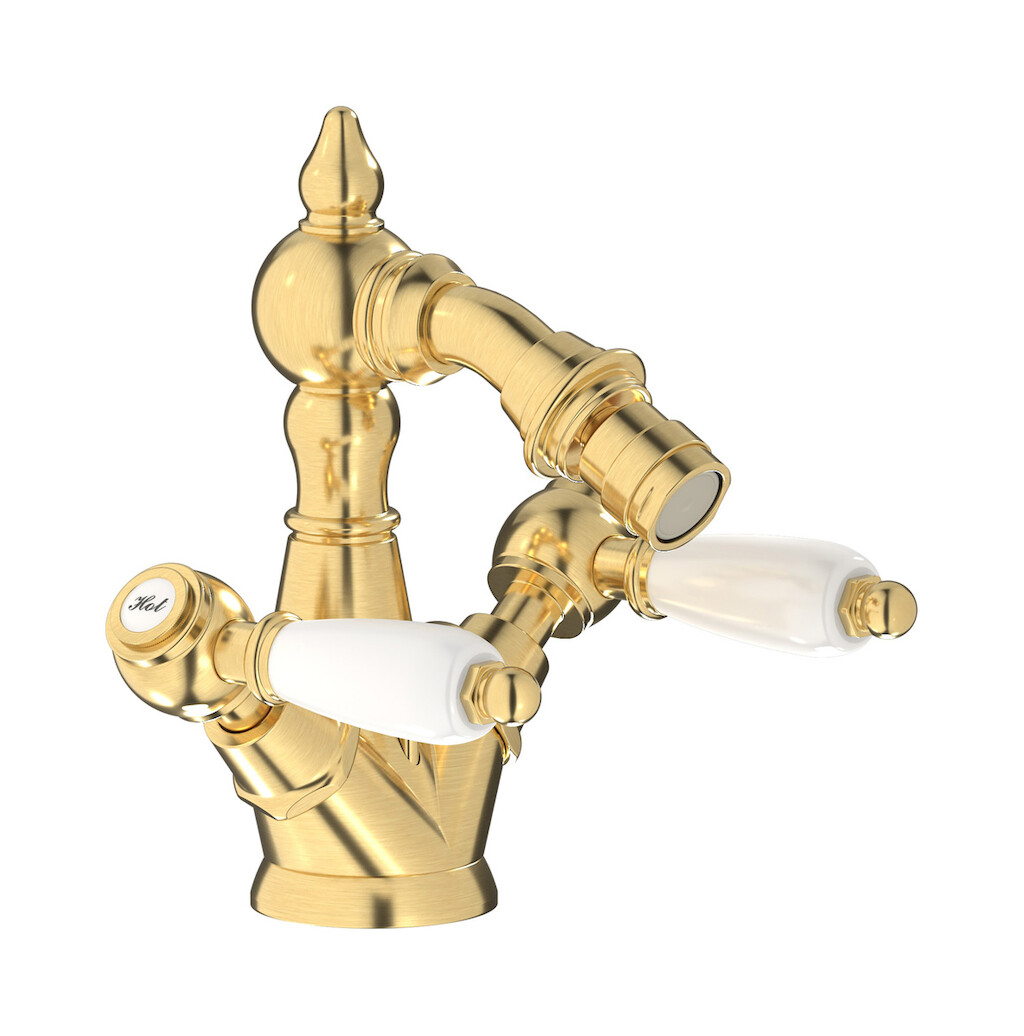 Смеситель для биде с 2 ручками в комплекте с донным клапаном. WE ARE IB hl225os_2 Brushed Gold Hermes