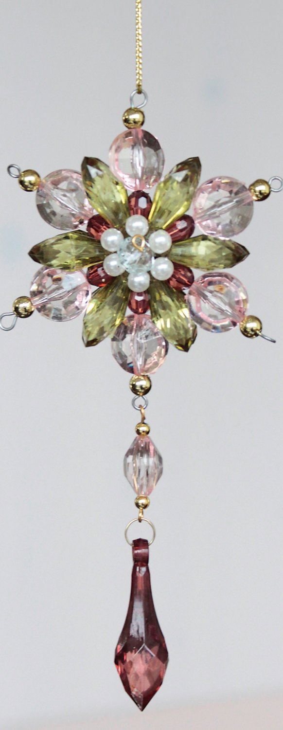 1383 508 a3 Декоративный орнамент, акрил, 16 см, розово-зеленый H-andreas 