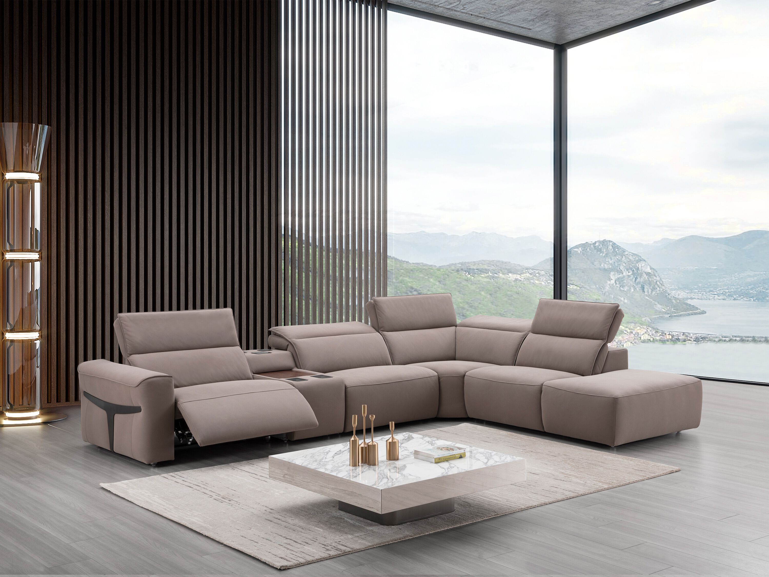 Кожаный угловой диван с электрическим движением CAMPO DE' FIORI CDF263 ARCH-00079306 - Вид №11