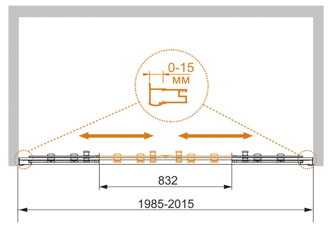 Душевая дверь в нишу CEZARES PRATICO-BF-2-200-C-Cr - Вид №7