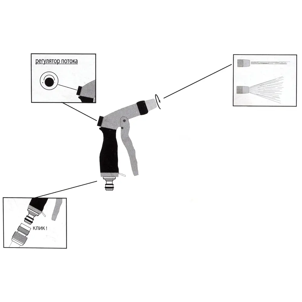 Пистолет-лейка BOUTTE с фиксатором полива и хромовым покрытием 15449433 STLM-0005810 - Вид №4