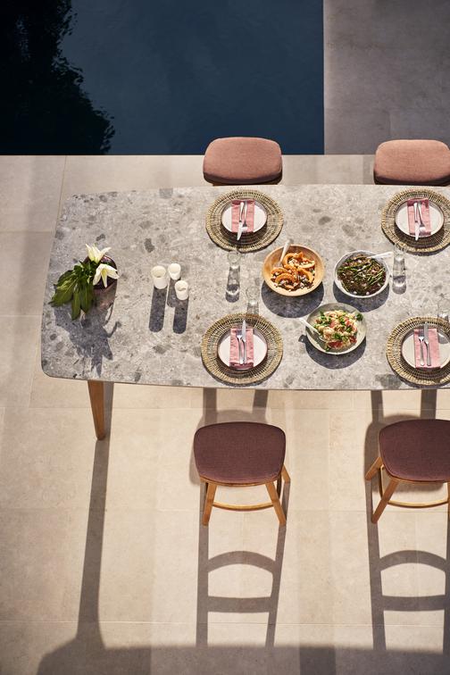 MNST984 Обеденный стол teak ⌀125см Manutti Torsa - Вид №6