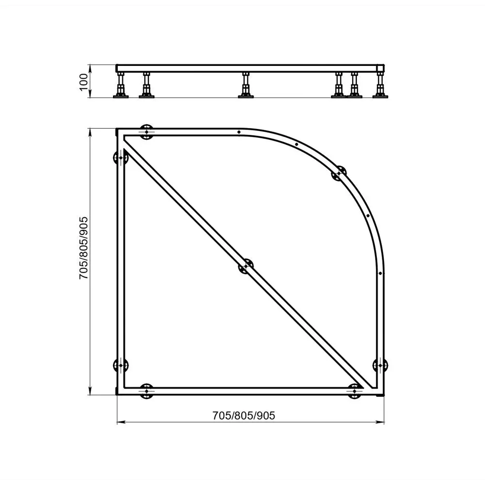 Каркас литого поддона Keram 1/4 круга 90x90 см 83211123 STLM-2155139 Santreyd - Вид №2
