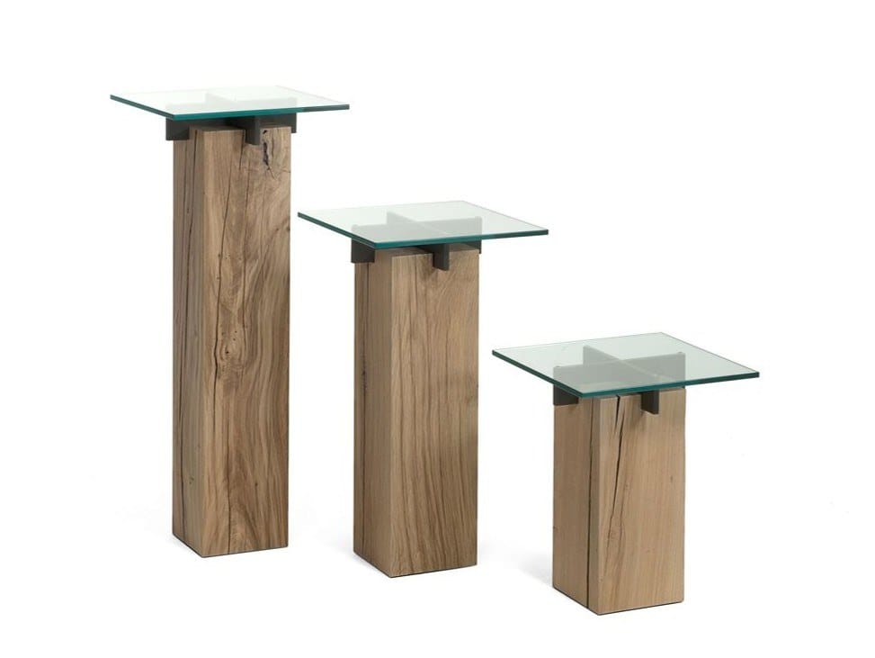 Высокий квадратный стол из дерева и стекла ROCHE BOBOIS TÉNÉRÉ ARCH-00036428 - Вид №1