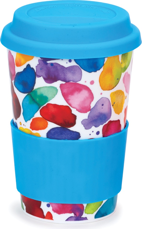 10632211 Dunoon Кружка с силиконовой крышкой Dunoon "Яркие краски" 440мл Фарфор костяной 