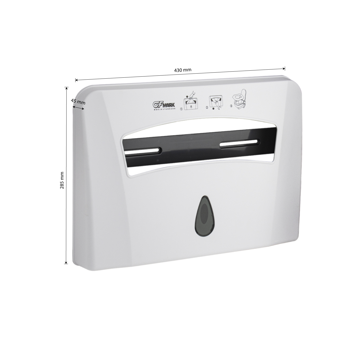 GFmark - Контейнер для одноразовых сидений на крышку унитаза, пластиковый, БЕЛЫЙ, с глазком, код: 913  - Вид №4