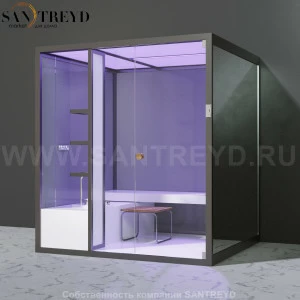 Effegibi BODYLOVE H BL30040007 Хаммам. Установка: к стене. Мощность: 7 кВт макс. Размеры: длина 200 см, ширина 176 см. Отделка: трубчатое стекло и зеркало.