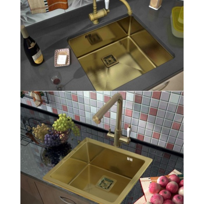 Zorg SZR-44 G Bronze Мойка кухонная квадратная Zorg  - Вид №4