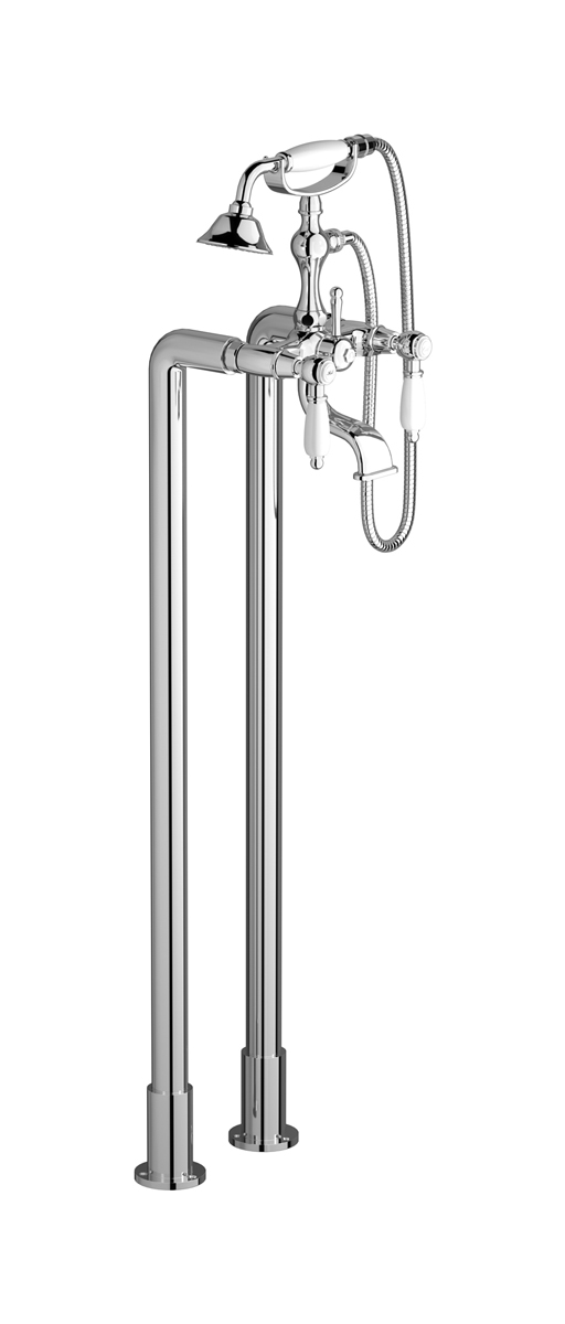Напольный смеситель для ванны с 2 колоннами и душевым гарнитуром. WE ARE IB hl700cc_2 Chrome Hermes