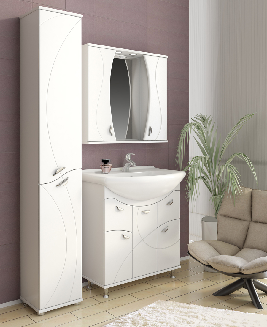 Тумба с раковиной Faina 800 (Балтика)800⨉300⨉830 мм белый Santreyd sun-id-665339 - Вид №1