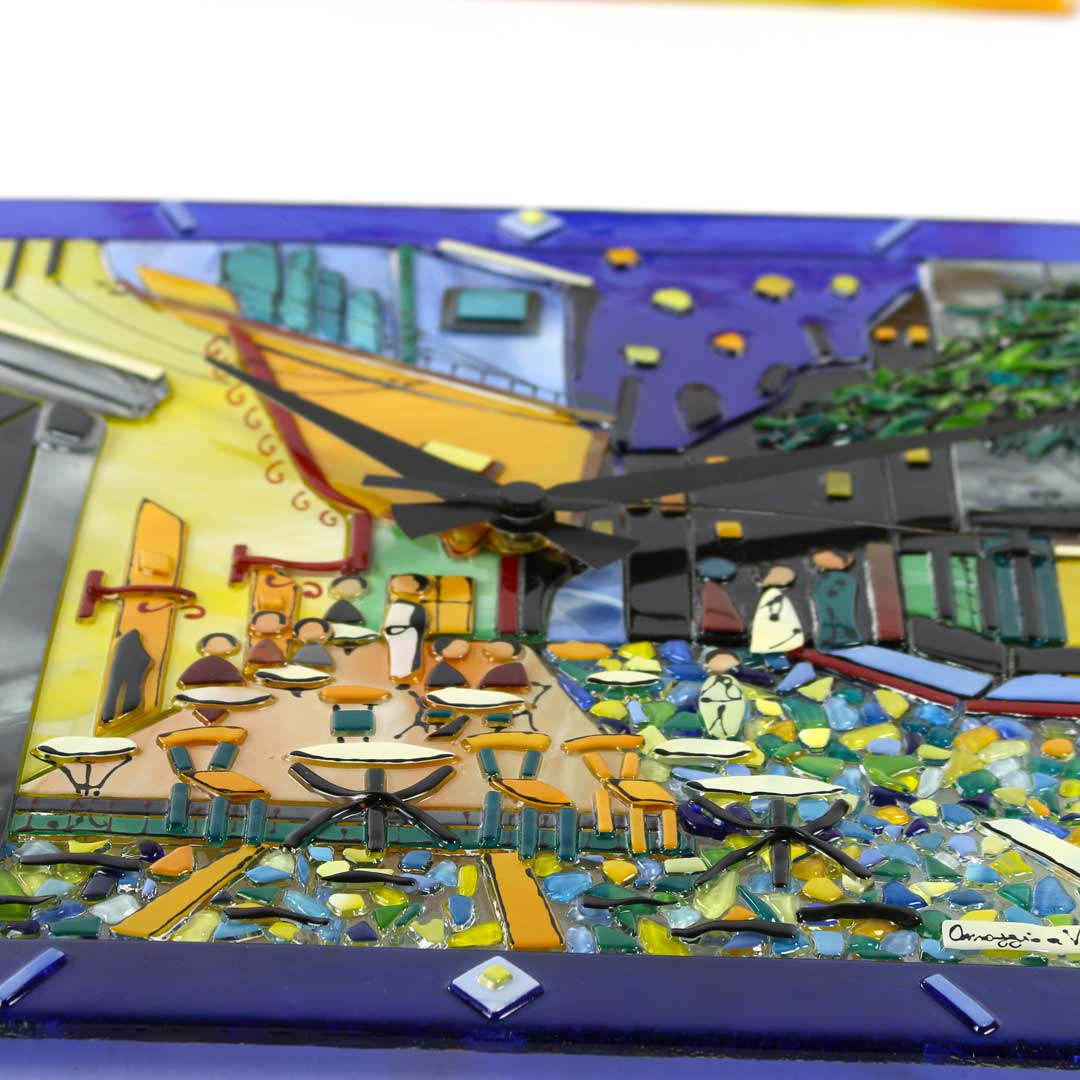 4156 ORIGINALMURANOGLASS Настенные часы Ночное кафе ван Гога - муранское стекло OMG 17 см  - Вид №1