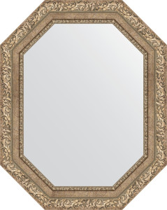 BY 7150 Зеркало в багетной раме - виньетка античное серебро 85 mm EVOFORM Octagon