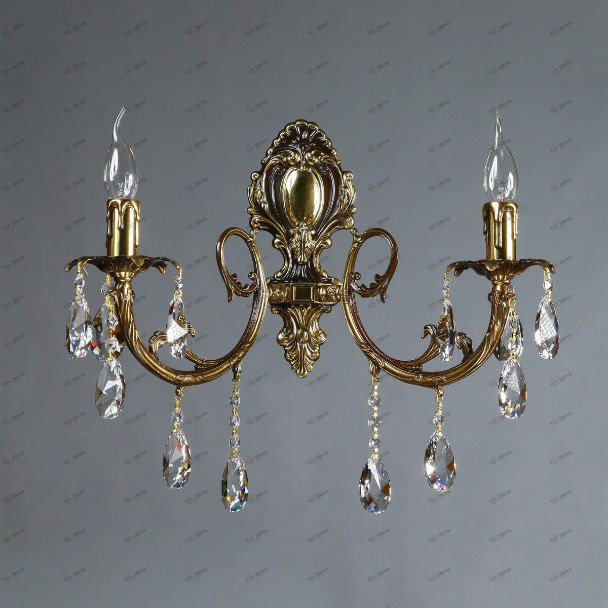 Бра настенное бронзовое Ambiente Alicante 8888/2 PB Tear drop AMBIENTE ALICANTE 00-3888873 Бронза