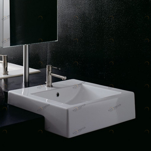 8025/D Полувстраиваемая раковина консольная 50 см белая Scarabeo SQUARE Scarabeo Ceramiche 8025D