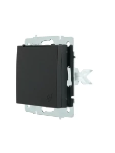 RAIN Розетка сз с крышкой (керамика) (механизм) без рамки черный