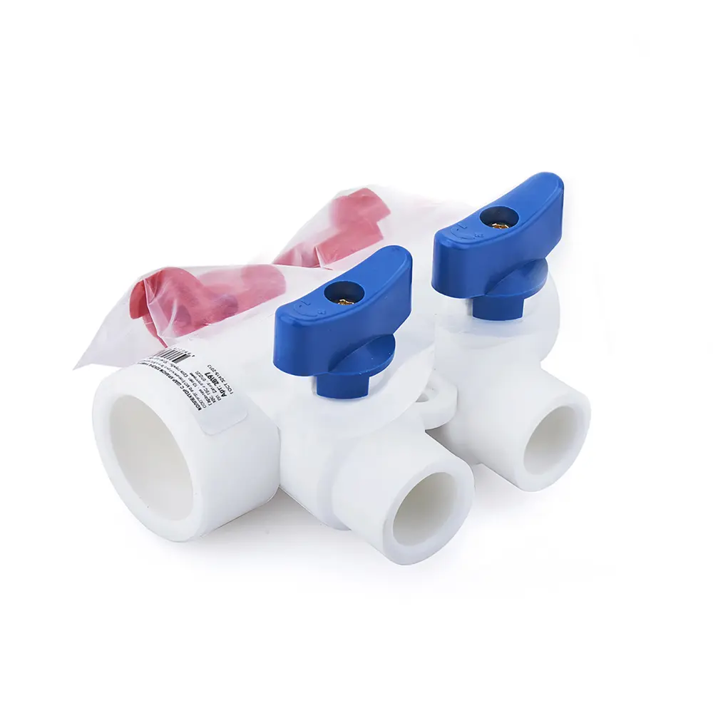 Коллектор с шаровыми кранами RTP 25 мм на 2 выхода 20 мм полипропилен STLM-2113230