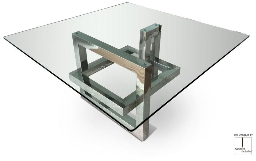 Gonzalo De Salas Квадратный обеденный стол из железа и стекла Ios sun-id-1412970 - Вид №2