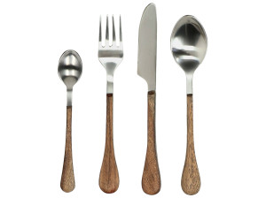 Набор столовых приборов из нержавеющей стали и акации
