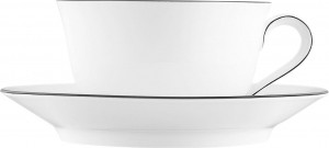 10642835 Furstenberg Чашка для завтрака с блюдцем Furstenberg "Вагенфельд" 500мл (с чёрным кантом) Фарфор