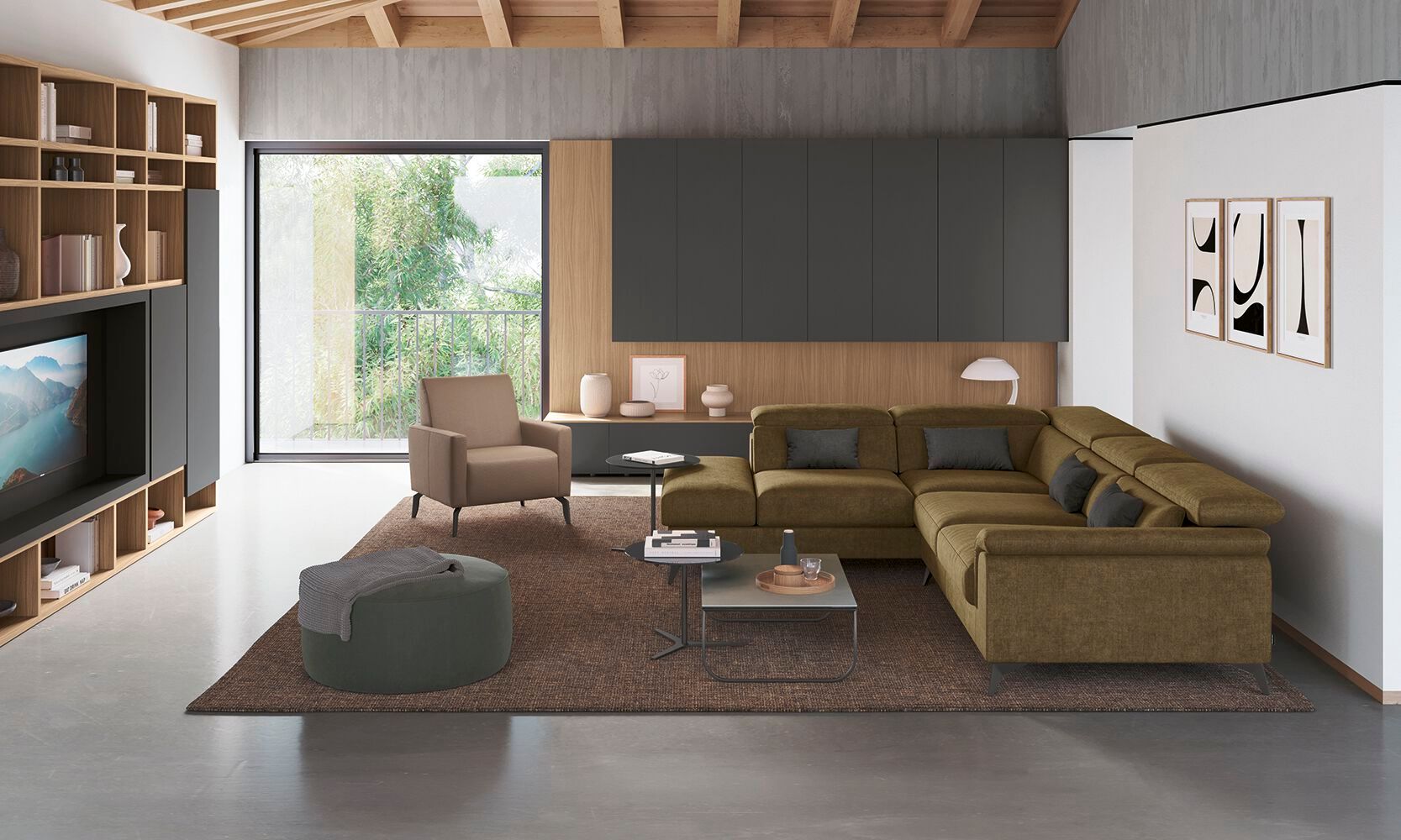 Модульный тканевый диван с подголовником Febal Casa Must ARCH-00014859 - Вид №3