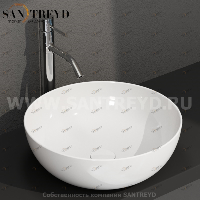 B6T45BI Накладная раковина на столешницу  круглая Ceramica Globo T-EDGE