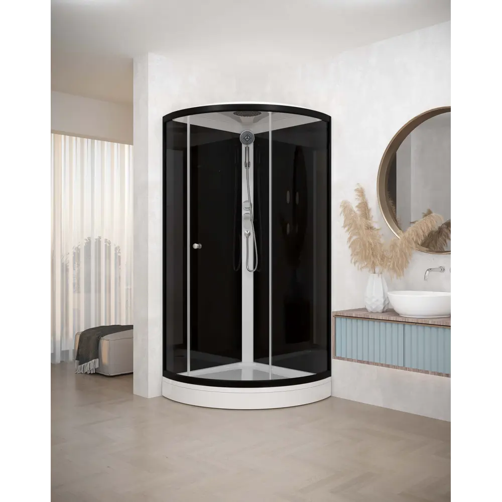 Душевая кабина DOMANI-SPA Simple с гидромассажем 90×90 см черная 87210063 STLM-1002969 - Вид №5