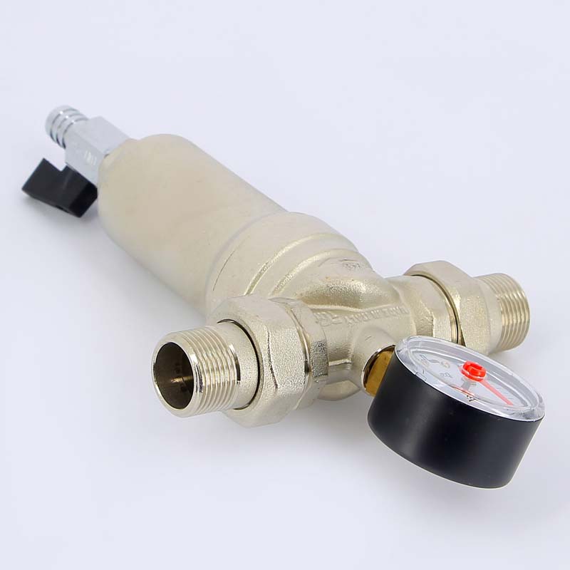 Фильтр промывной с манометром, с разъемными соединениями, латунной колбой TIEMME 3/4" 3130003 - Вид №2