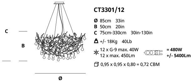 Serip Подвесной светильник из бронзы ручной работы Coral Ct3301/12 - Вид №1