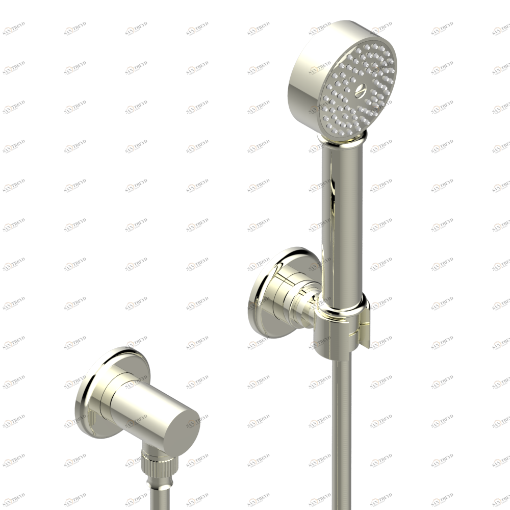 G7D-52 Душ ручной стильный встраиваемый в стену, шланг, стационарный кронштейн и колено для душа Thg-paris Saint Germain с рукоятками Никель G7D 52 CAT.B