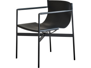 Кожаный и стальной стул с подлокотниками