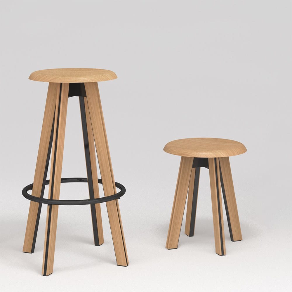 Высокий деревянный табурет с подставкой для ног Vela Arredamenti Жан ARCH-00108307 - Вид №1