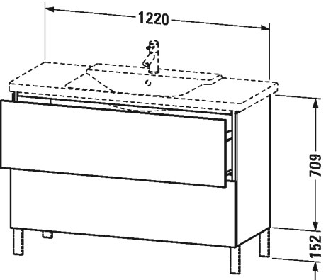 LC660306969 Тумбочка напольная L-Cube #LC6603 1220 x 481 мм Орех брашированный (натуральный шпон) Duravit - Вид №2