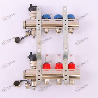 Коллектор 1'х3/4" ЕК 3 выхода EMMETI TOPWAY с расходомерами и вентилями 1298212