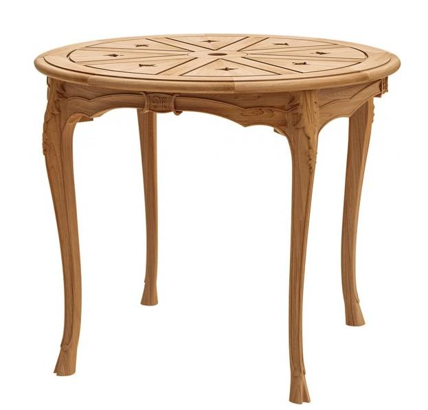 ASTELLO Круглый садовый стол из тика Fleur de lys sun-id-1468575 - Вид №1