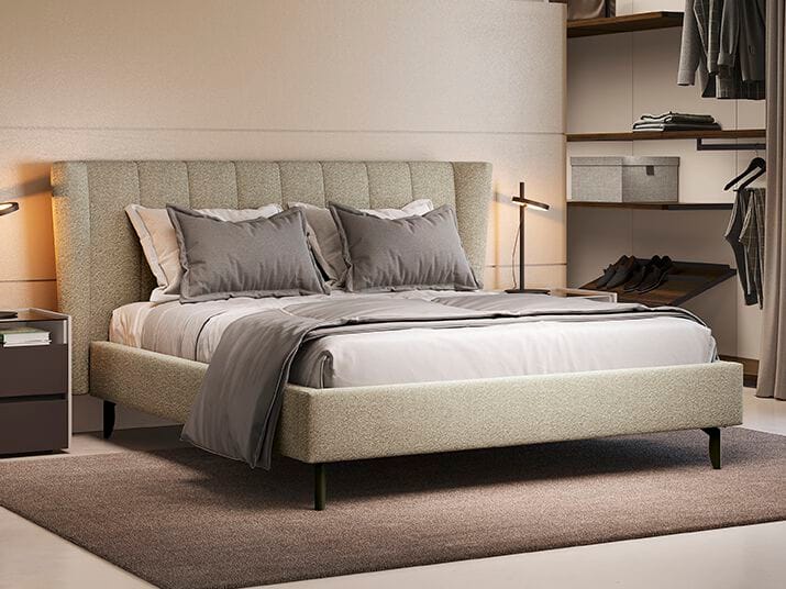 Двуспальная кровать из ткани с мягким изголовьем Febal Casa ALLURE ARCH-00022527