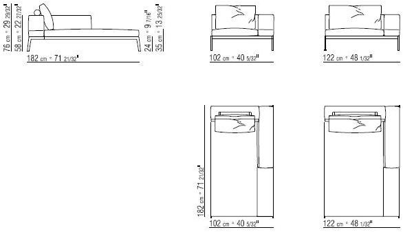 Flexform Дормез со съемным кожаным чехлом Lifesteel sun-id-1472242 - Вид №4