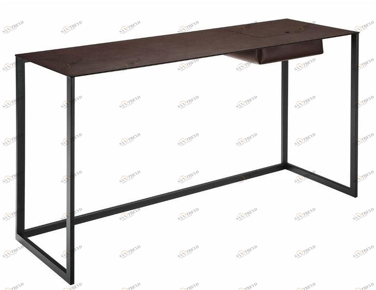 Zanotta Стол письменный из стали, столешница обтянута кожей sun-id-1471370