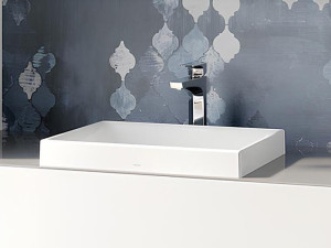 Керамическая прямоугольная раковина с полукругом