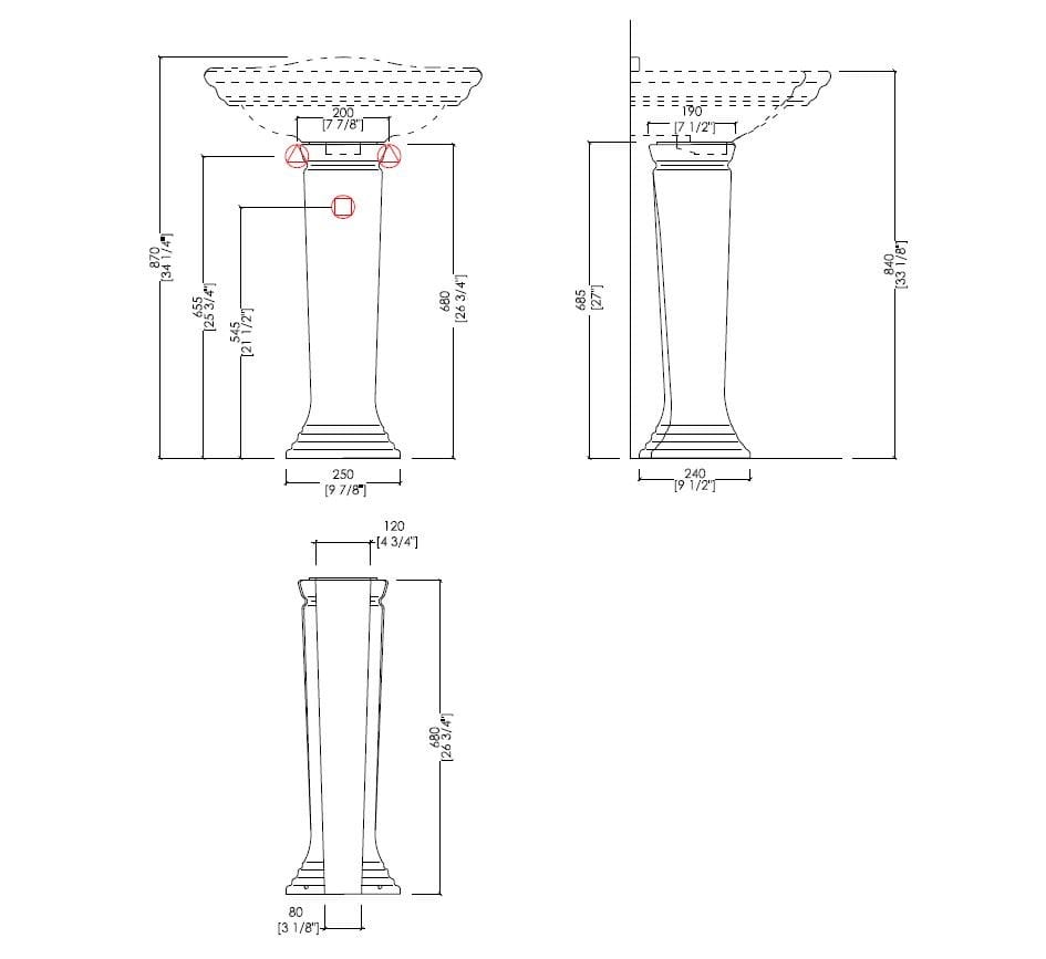 Керамическая раковина на колонне Devon&Devon Вестминстер ARCH-00144448 - Вид №6