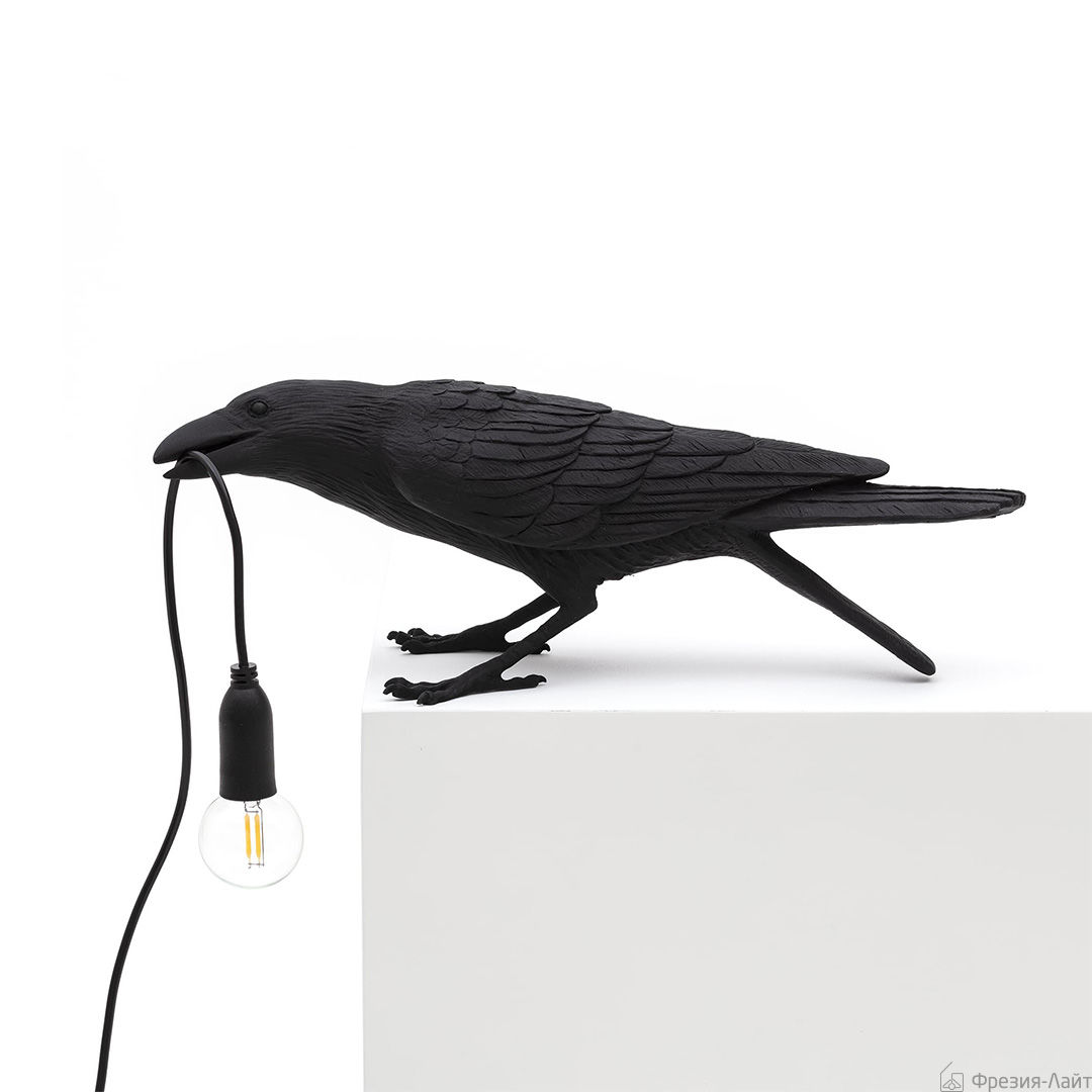 Seletti 14736 playing BIRD светильник ворона черная лампа настольная Bird lamp 116764