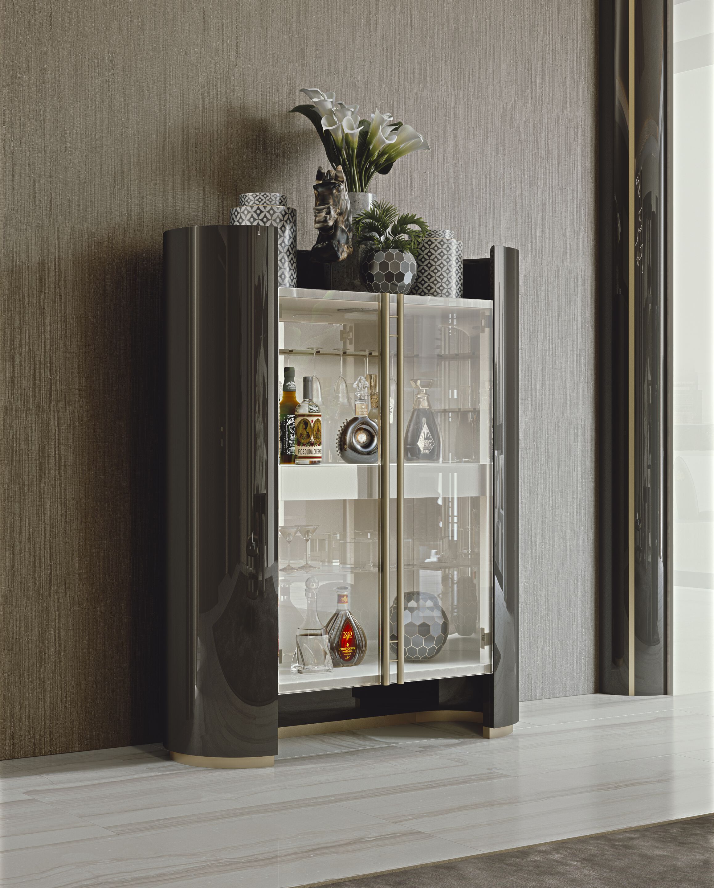 Деревянный и стеклянный барный шкаф Bizzotto Italia Atmosphera ARCH-00002867 - Вид №1