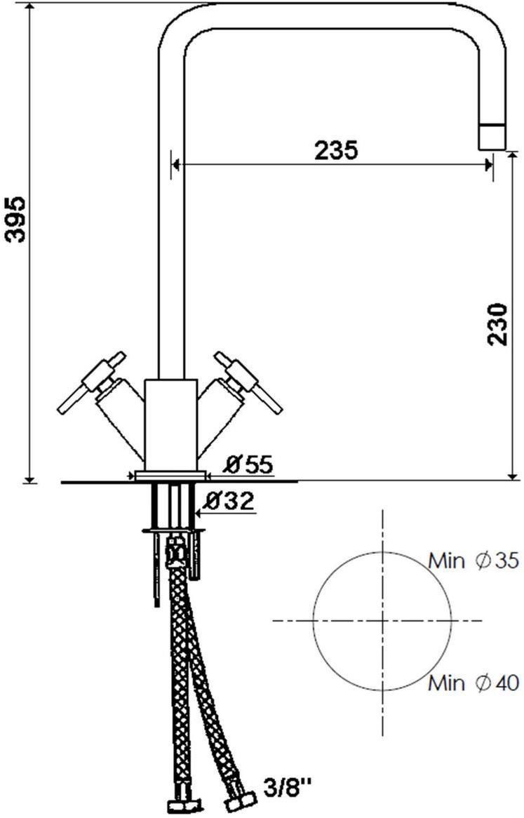 rvb Кухонный смеситель на одно отверстие Dynamic 4027.11.24 - Вид №1