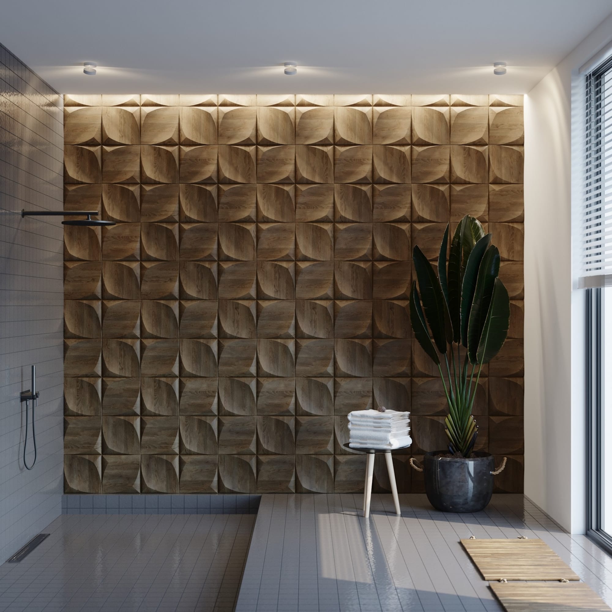 82399303 3D Панели матовые с покрытием 4 шт цвет орех темный Santreyd  - Вид №4