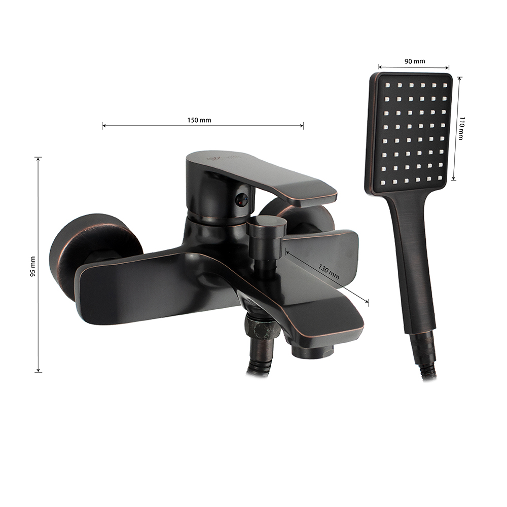 GFmark - Смеситель в ванную, шаровый, короткий излив, под состаренную МЕДЬ, код: 5710  - Вид №2