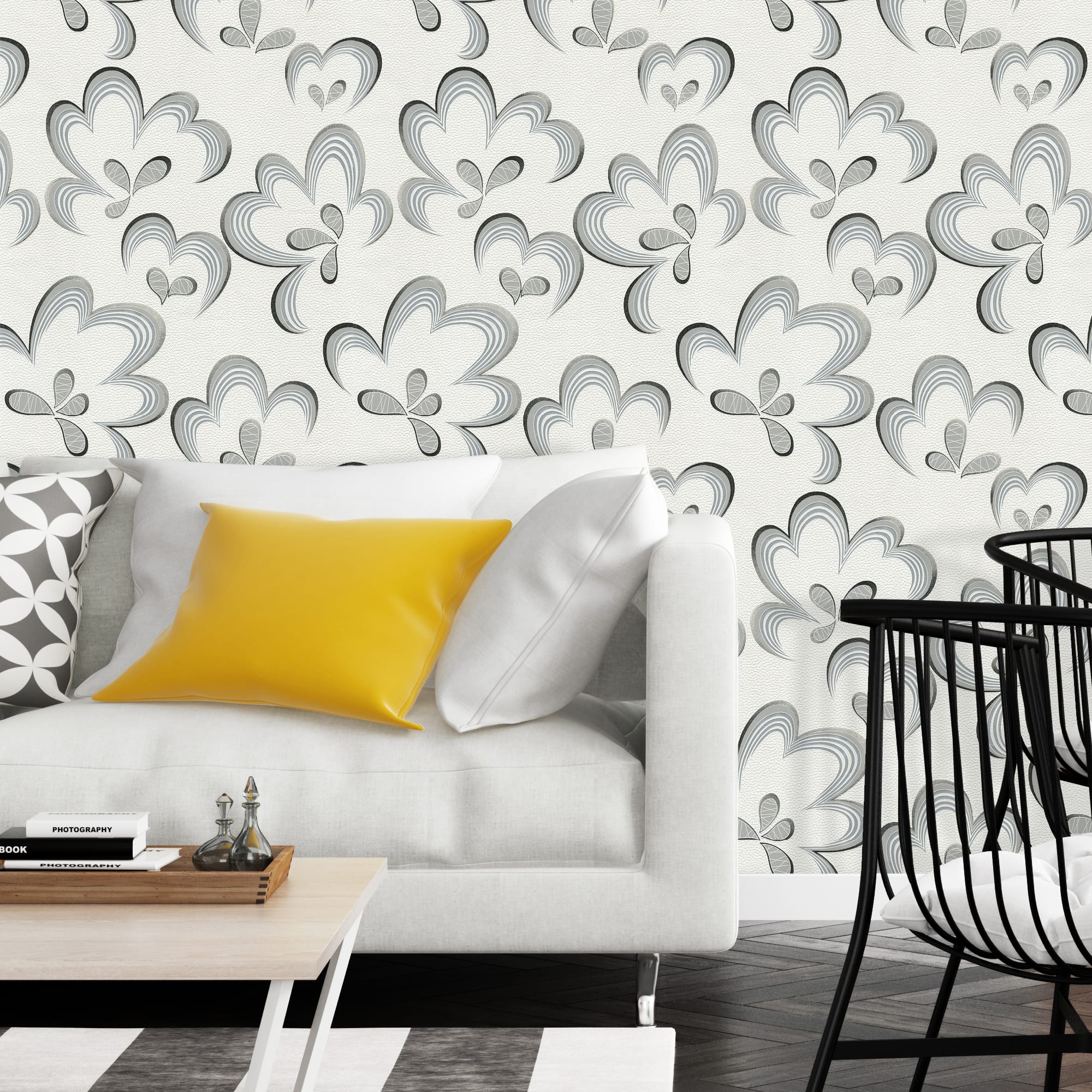 82399684 Обои виниловые белые 0.53 м 0002-6 Цветы Santreyd  - Вид №2