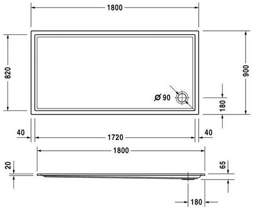 Duravit Поддон для душа прямоугольный из акрила Starck 720134 - Вид №1