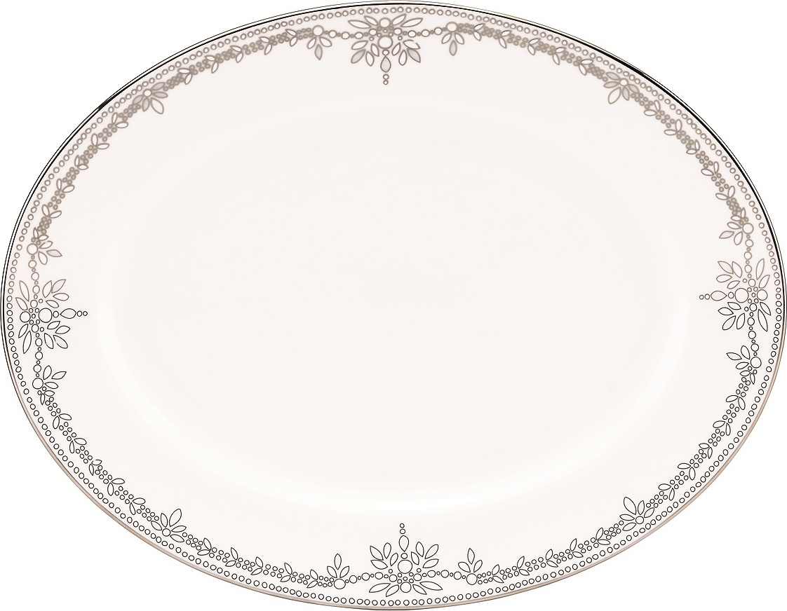 10588413 Lenox Блюдо овальное Lenox "Королевский жемчуг" 33см (белое) Фарфор костяной 