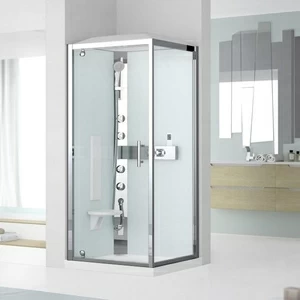 Novellini. Душевая кабина 80x80 GF80 HYDROMASSAGE с высоким душевым поддоном и крышей GLAX 3